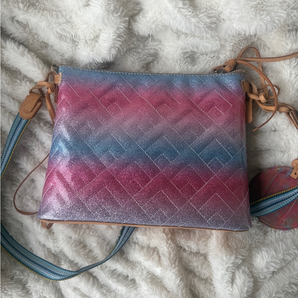 Consuela Nico Downtown Crossbody Purse- Pink and Blue Sparkly Bag - Picture 6 of 7